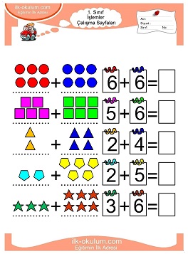 Çocuklar İçin toplam işlemi yaprak testleri 